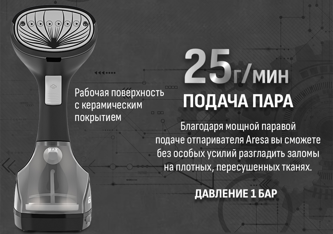 Подача пара 25 г/мин