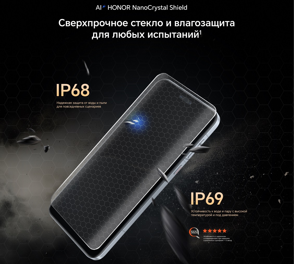 Смартфон Honor Magic7 Pro сверхпрочное стекло и влагозащита