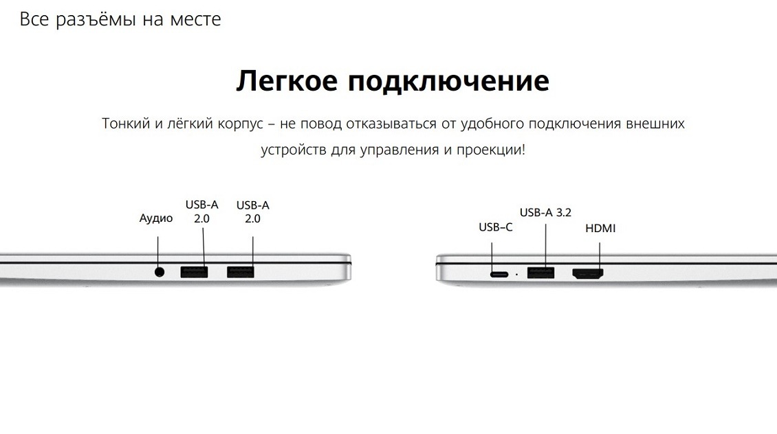 Huawei MateBook D 15 Все разъемы на месте