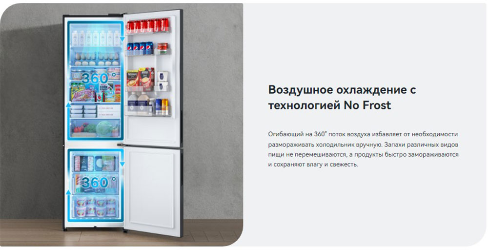 Огибающий на 360 поток воздуха избавляет от необходимости размораживать 