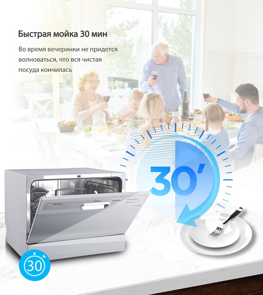 Отзывы на Посудомоечная машина бытовая Midea MCFD55200S - 5element.by