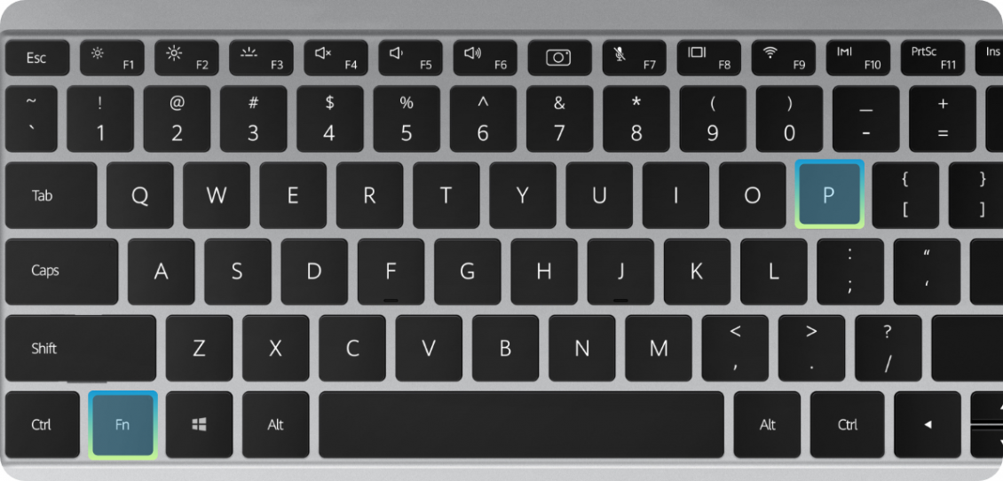 Комбинация клавиш Fn+P для переключения режимов.