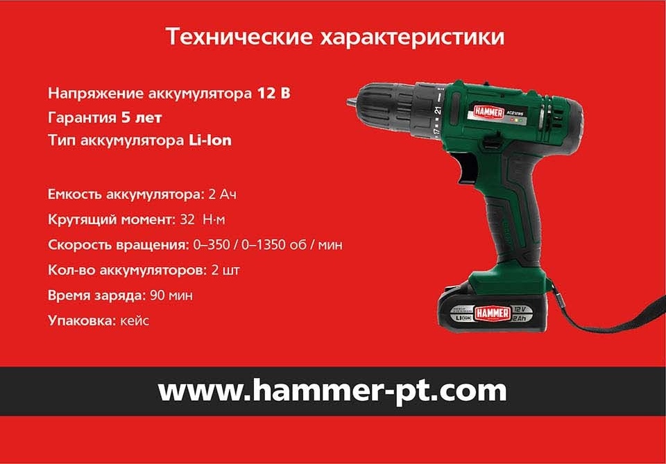 Технические характеристики Hammer ACD12BS