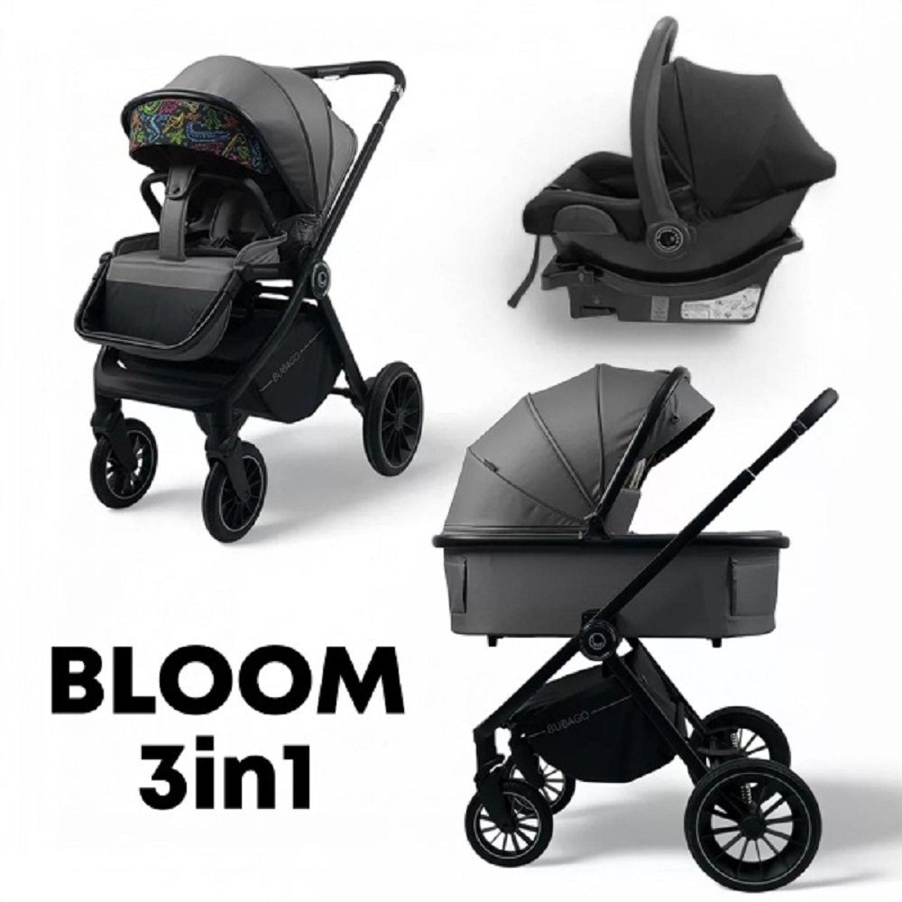 Детская коляска Bubago BLOOM 3in1 BG 152-3 (темно-серый) 3в1