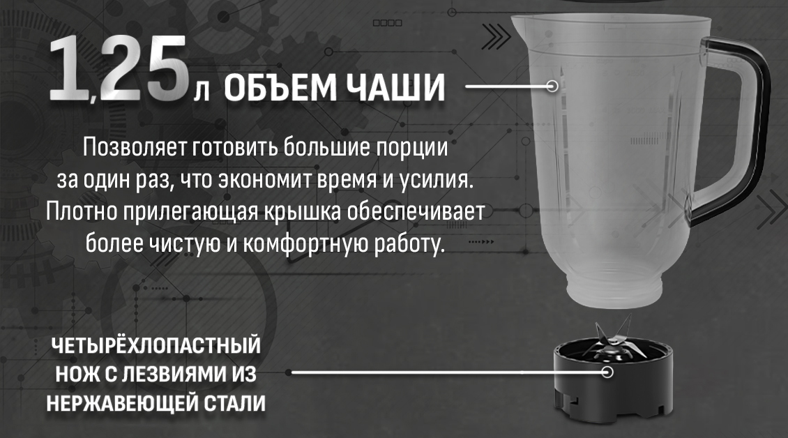 Объем чаши 1,25 л