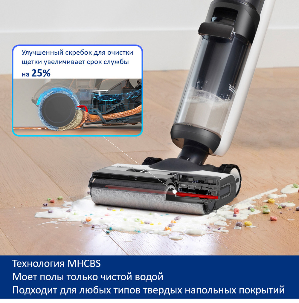 моет полы чистой водой