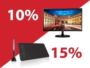 Скидка до 15% на графические планшеты и мониторы Скидка до 15% на графические планшеты и мониторы